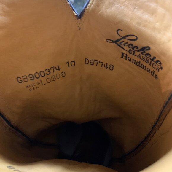 Lucchese Handmade Brown Leather Cowboy Boots Square Toe Mens Sz 10 USA - Picture 13 of 13